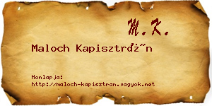 Maloch Kapisztrán névjegykártya